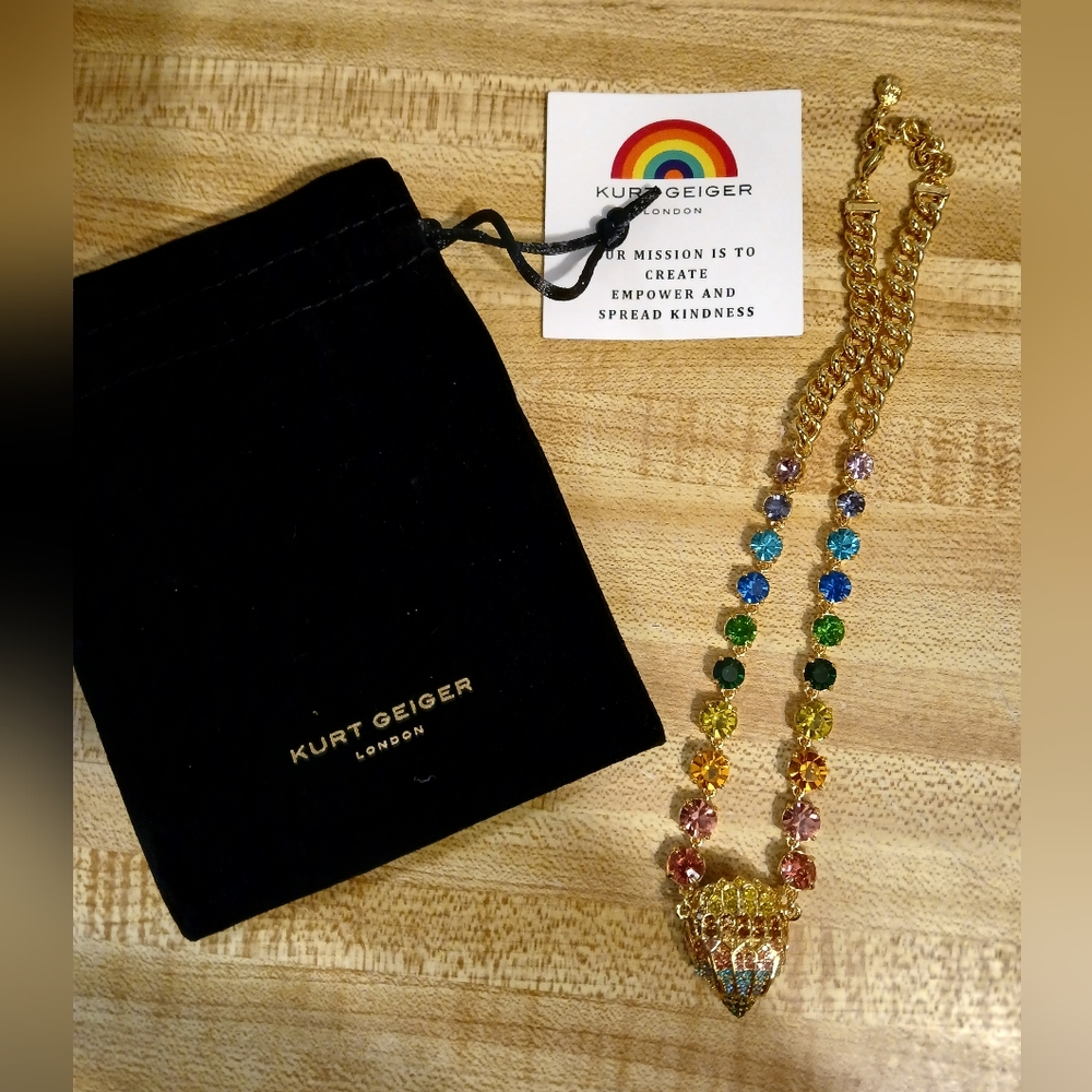 Kurt Geiger Multicolor Crystal Eagle Pendant Necklace - Picture 2 of 7